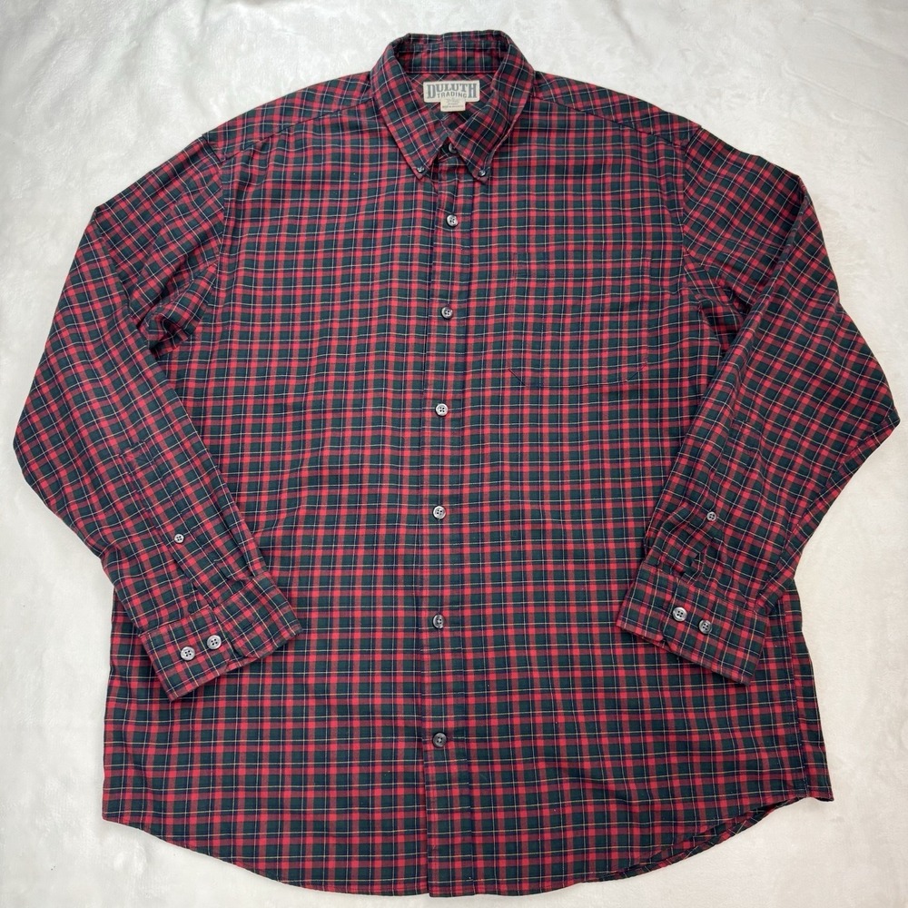 Duluth Trading Shirt Mens L Plaid Flannel Wool‎ Blend Button Up Workwear